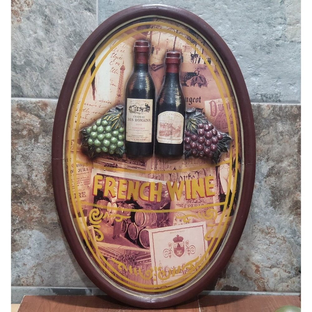 3D Vineyard Wine Themed Wall Decor Wine Bottles Grapes Decorative Plaque